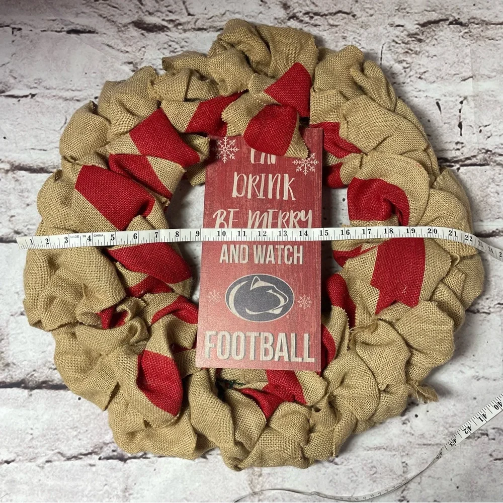 Penn State Nittany Lions Burlap Christmas Holiday Football Wreath